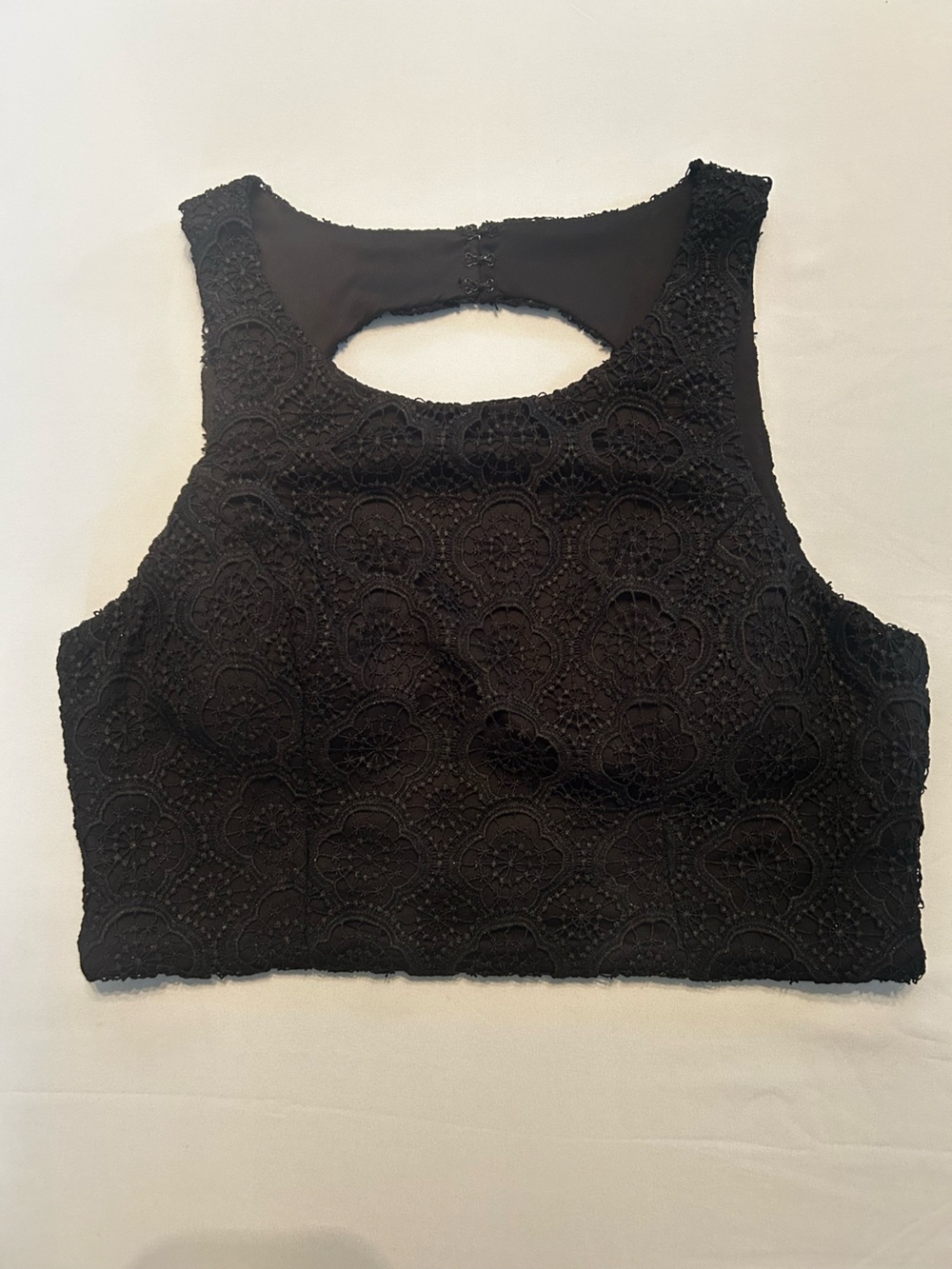 Sequin Hearts Black Lace Cropped Tank